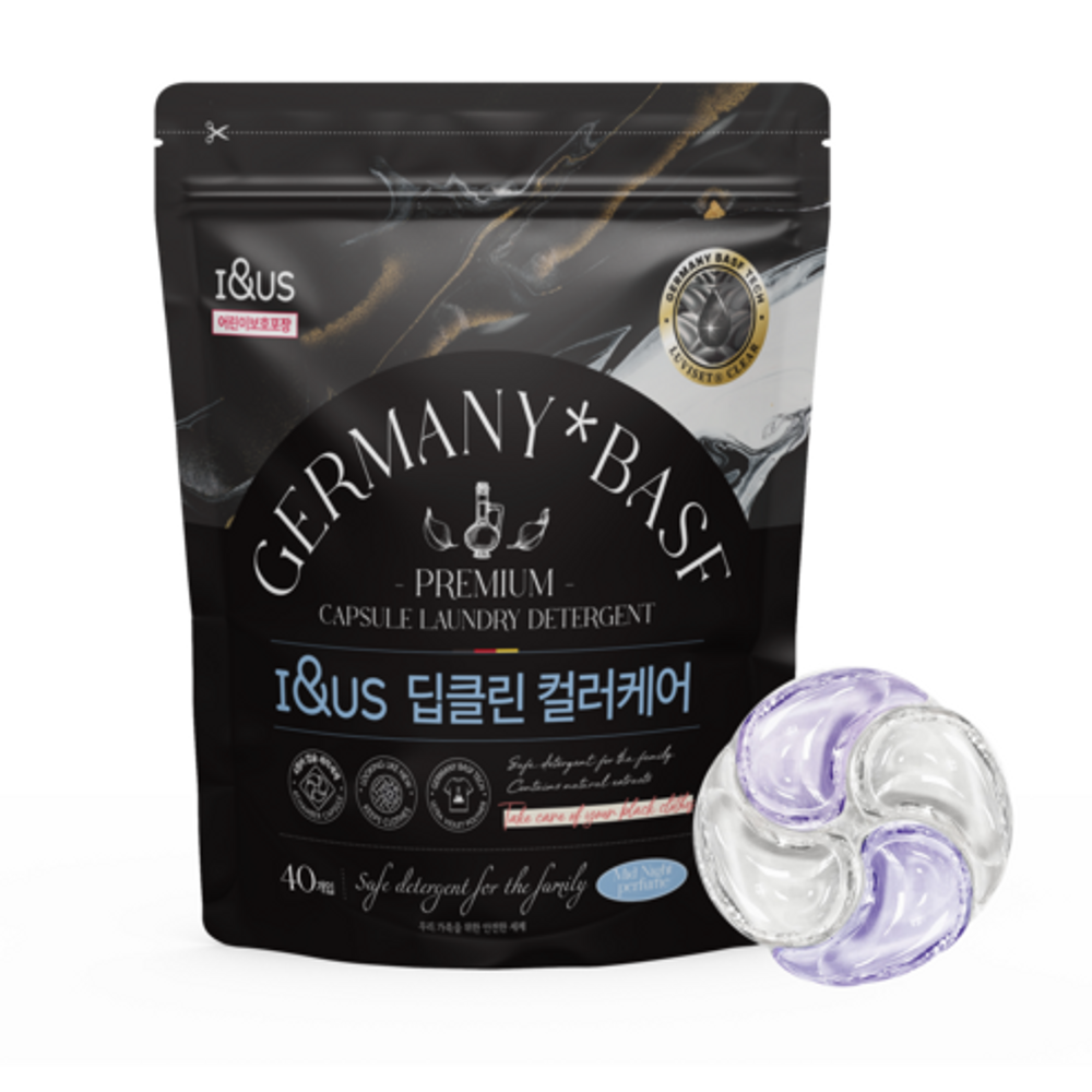 I&US 4-Chamber Germany BASF Deep Clean Color Care Capsule Laundry Detergent Midnight Scent 40 Count Fabric Restoration _ Made in Korea